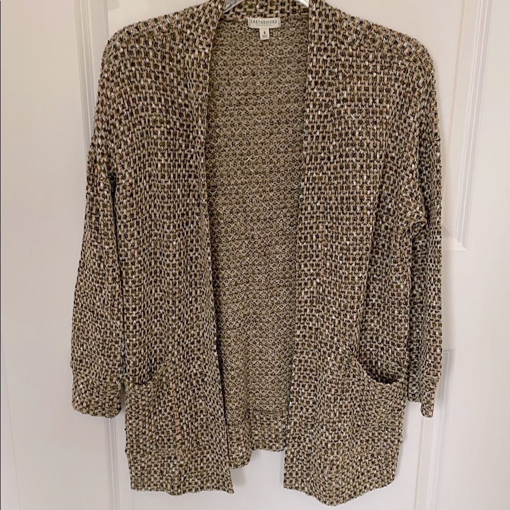 Earthbound Textured Knit Open Front Cardigan Small